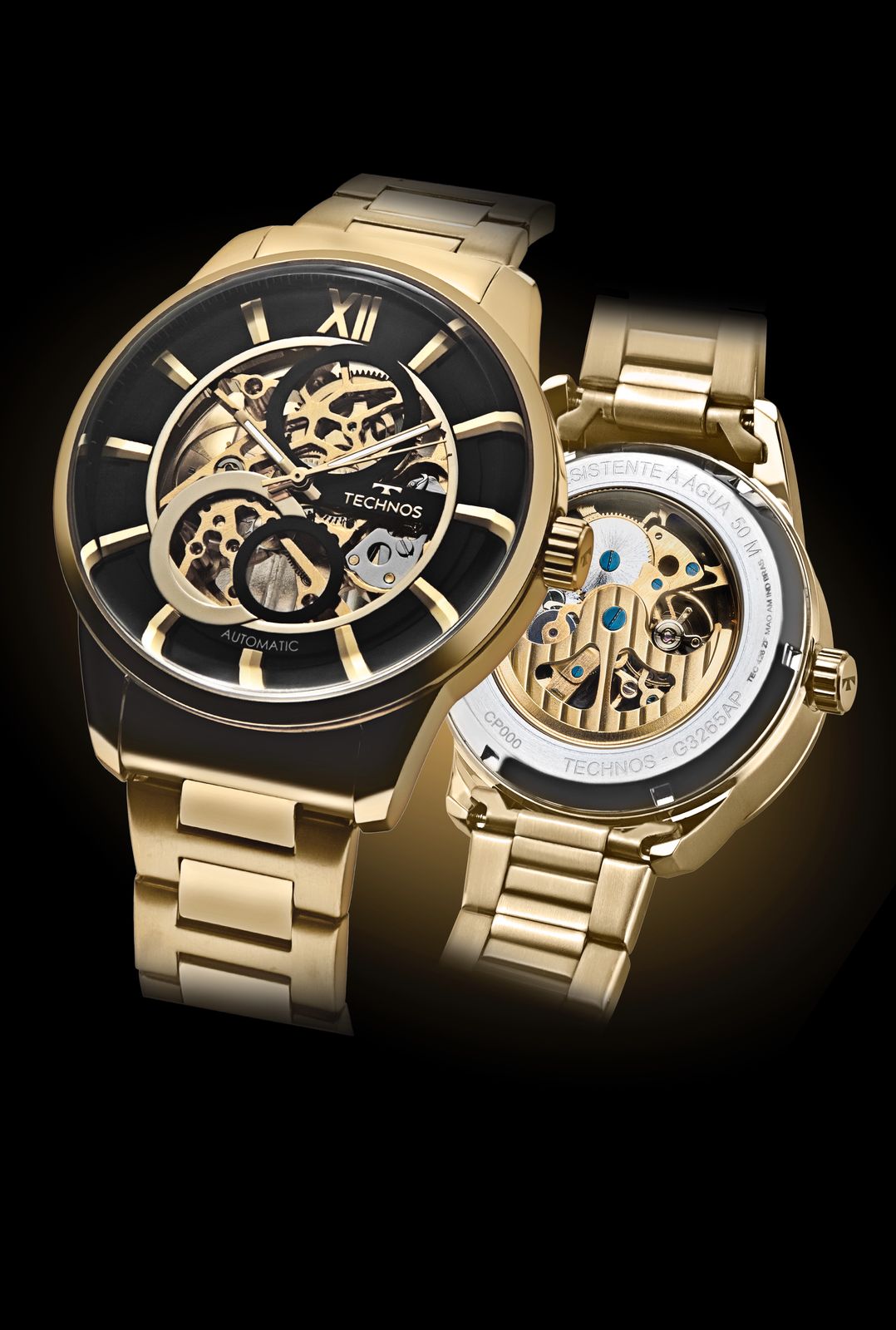 RELÓGIO TECHNOS MASCULINO AUTOMÁTICO DOURADO