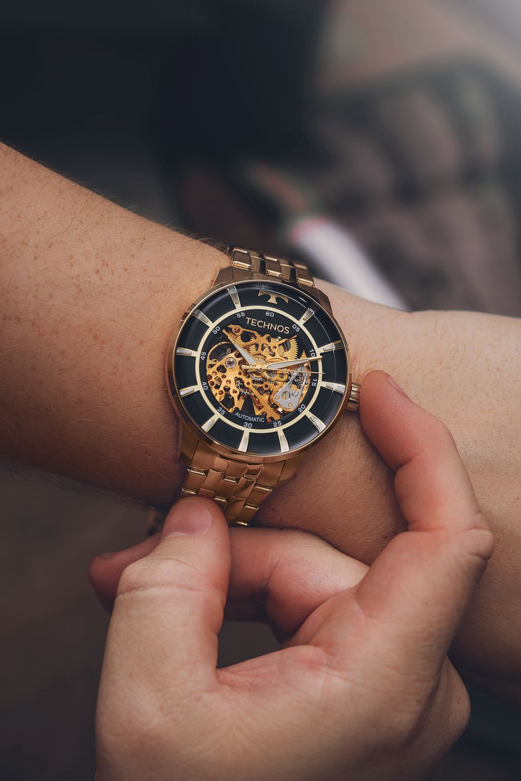 RELÓGIO TECHNOS MASCULINO AUTOMÁTICO DOURADO