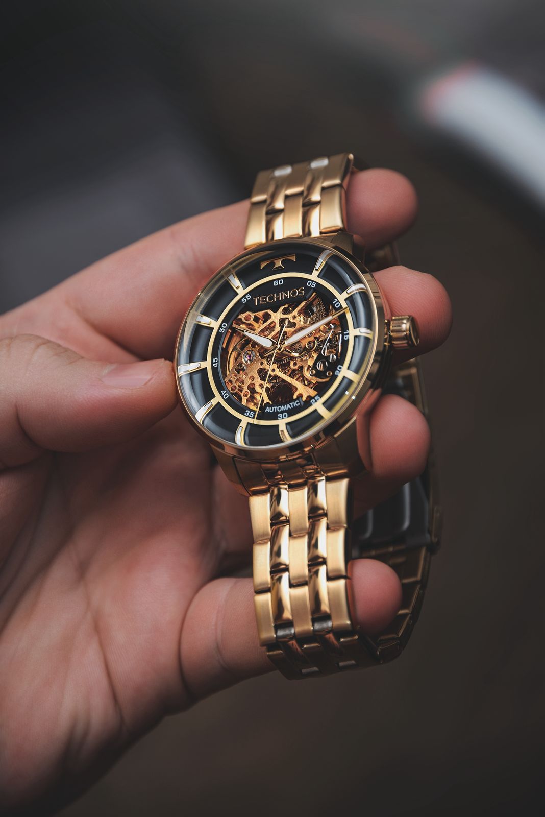 RELÓGIO TECHNOS MASCULINO AUTOMÁTICO DOURADO