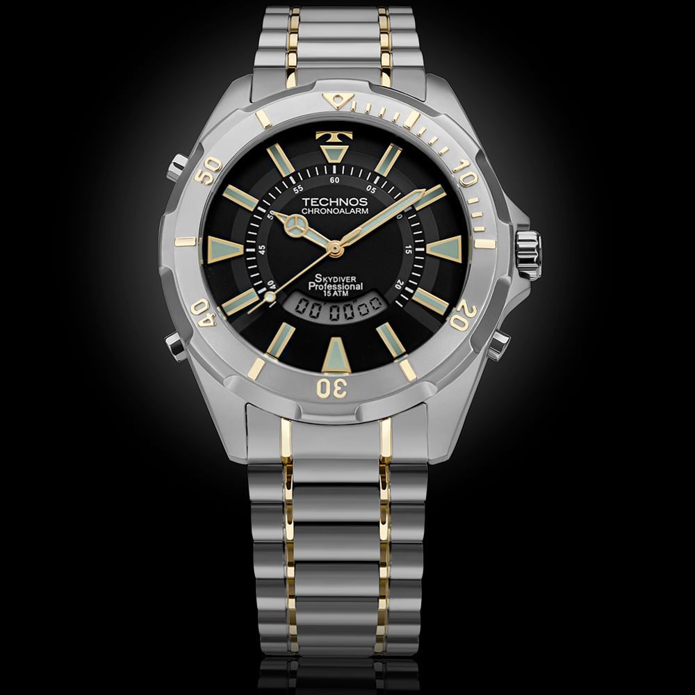RELÓGIO TECHNOS MASCULINO SKYDIVER PRATA