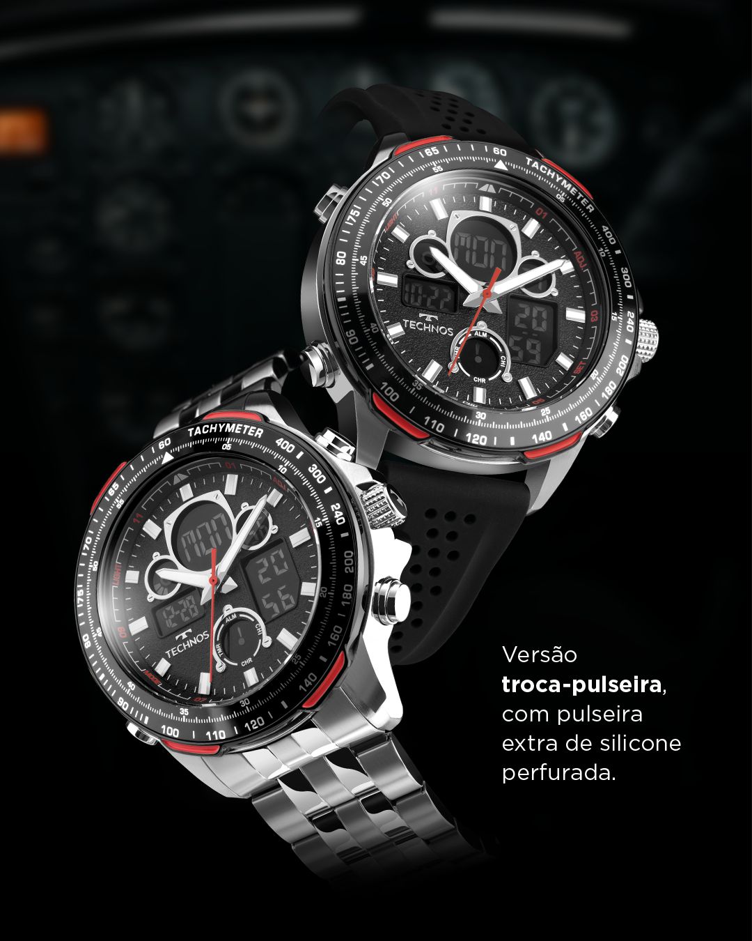 RELÓGIO TECHNOS MASCULINO DIGITECH PRATA