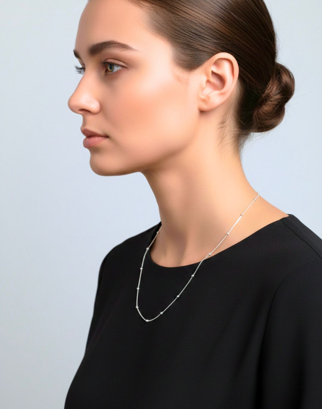 COLAR PRATA LINHA DE BOLINHAS