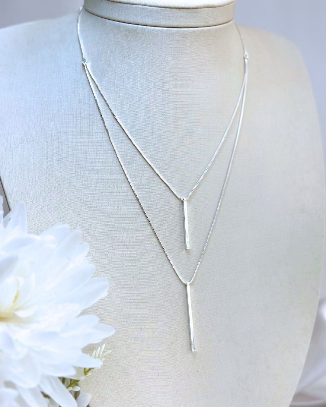 COLAR PRATA DUPLO LINEAR