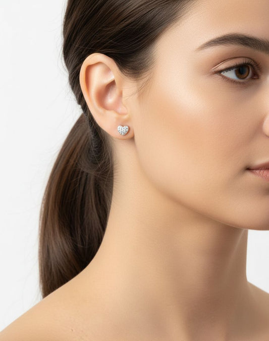 BRINCO PRATA CORAÇÃO CRAVEJADO